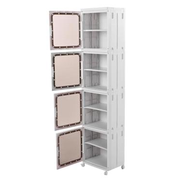 Imagem de Fockety Caixa de Armazenamento Empilhável, Recipiente de Armazenamento de 4 Camadas, Organizador de Armário de Plástico, Caixa, Armário de Armazenamento Com 4 Rodas para Quarto, Sala de