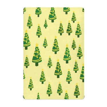 Imagem de Qilmy Lençóis de berço natalinos dourados de microfibra elástica e respirável para meninos e meninas, lençol com elástico para meninos e meninas, 132 x 71 cm, capa de colchão infantil portátil