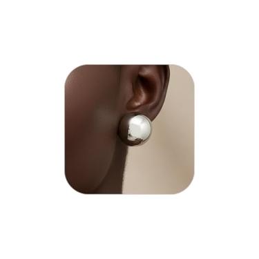 Imagem de Brincos redondos de ouro para mulheres, brincos redondos grossos e largos, círculos geométricos, brincos de ouro, na moda, grosso, leve, dourado, para mulheres, Large, Metal, Sem pedra preciosa