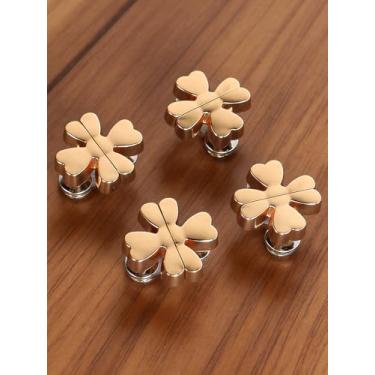 Imagem de Conjunto de 4 peças de modelador de cintura magnético, modelador de cintura reutilizável, sem costura, acessórios para jeans e saias (design de trevo de quatro folhas dourado)