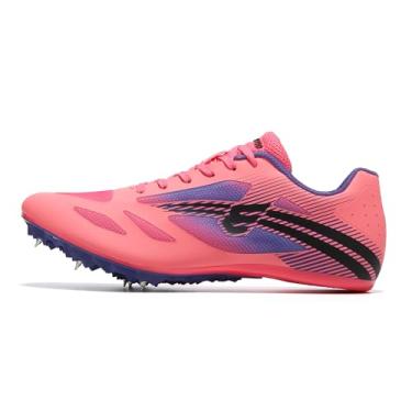 Imagem de EPIMENO Tênis masculino de atletismo feminino, leve, respirável, com pontas para vários eventos, Rosa choque/roxo/preto, 42 BR