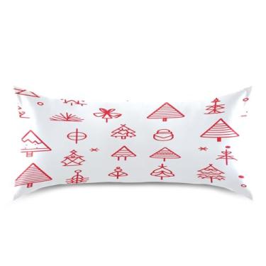 Imagem de Blueangle Fronha de cetim de árvore de Natal para cabelo e pele, fronha de seda, tamanho king (50,8 x 101,6 cm) - Capas de almofada de cetim refrescantes com fecho de envelope (488)
