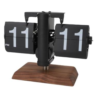 Imagem de Zyyini Auto Flip Desk Relógio Requintado Artesanato Mecânico Flip Clock para Sala de Estar Sala de Estudo (Tudo preto)