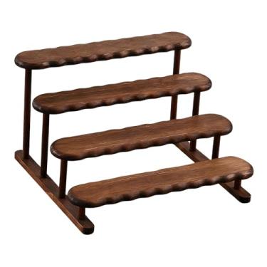 Imagem de MotiveTech Suporte de madeira multifuncional para exibição de figuras, organizador de perfumes, suporte para cupcakes e velas, para ou mesa, 4 Níveis
