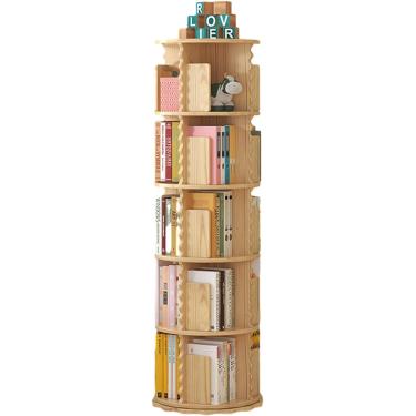 Imagem de Estante Giratória Prateleira De Armazenamento Independente, Estante Giratória De 360 ° Estante Redonda Organizador De Revistas, Para Sala De Estar De Escritório Em Casa, Wood, 50.5 * 159cm