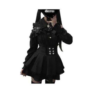 Imagem de Conjunto De Blusa De Renda Para Meninas Pequenas, Mini Saia, Top Gótic