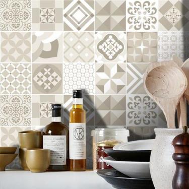 Imagem de Adesivo Destacável Azulejo para Cozinha Coimbra Marrom Claro - TaColad