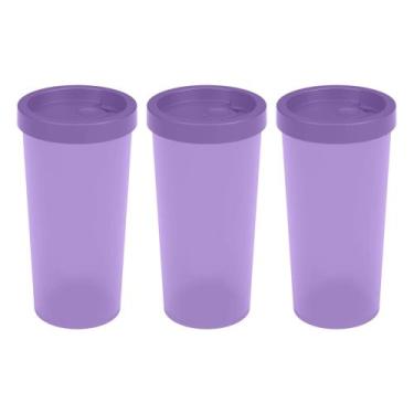 Imagem de COMP Kit 3 Copos com Tampa Nutri 500ml Cada Lilás Coza Brinox