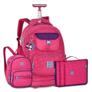 Imagem de Mochila Com Lancheira e Estojo Fichario Kit Rebecca Bonbon, Rosa