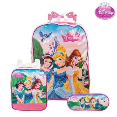 Imagem de Mochila Escola Grande Princesas Disney Rodinha Lancheira+Est