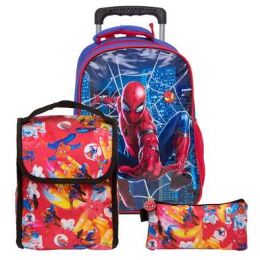 Imagem de Mochila Infantil Homem Aranha Spider Man Marvel 3D Com Rodin
