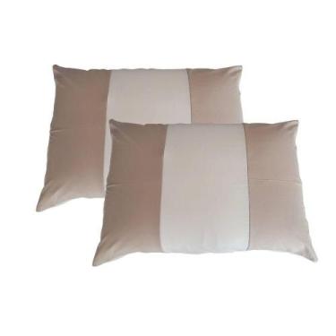 Imagem de Kit 2 Fronhas Malha 100% Algodão Bicolor Cru e Nude Arrumadinho Enxova