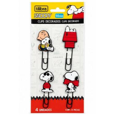 Imagem de Clips Decorados Snoopy 50mm 4 Unidades Para Papel Fofo - Tilibra