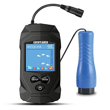Imagem de LUCKYLAKER Localizador de peixes portátil de profundidade para barco, localizador de pesca no gelo, sonar, portátil, localizador de peixes, transdutor, monitor LCD