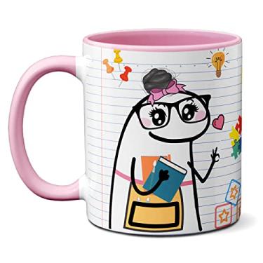 Imagem de Minha Caneca Caneca Feliz Dia Professores Educação Infantil (Rosa) 350ml Cerâmica Caneca Personalizada