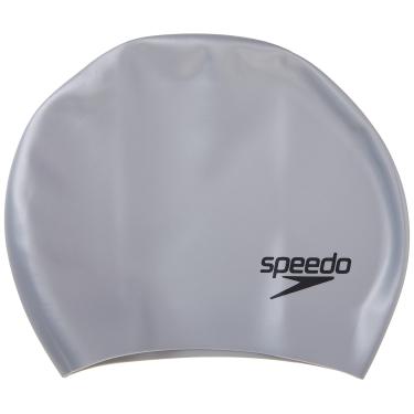 Imagem de Speedo Touca de natação unissex adulto de silicone para cabelo longo prata tamanho único