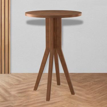 Imagem de Mesa Bistrô Bar Alta Redonda 60 x 100 Cm Madri Retrô Pé Palito Madeira Maciça MDF Pinhão - CCS