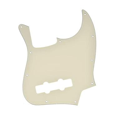 Imagem de KAISH 4 cordas J Bass Style Pickguard Bass Pick Guard Scratch Plate para jazz EUA/México J Bass envelhecido branco
