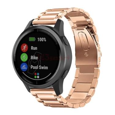 Imagem de Pulseira de Aço Marca 123Smart Compativel com Huawei GT2 46mm GT3 46mm GT4 46mm GT Runner 46mm Garmin Venu 2 45mm Venu 3 45mm Vivoactive4 45mm Vivoacitive5 45mm Forenrunner 255 46mm Forenrunner 255 Music 46mm Forerunner 745 Forerunner 945 (22mm, Gold rose)