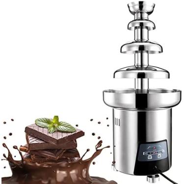 Imagem de Fonte de chocolate comercial de 4 camadas, cachoeira de fondue de chocolate em aço inoxidável com controle de temperatura, caldeirão de molho perfeito para queijo, molho de churrasco, frutas