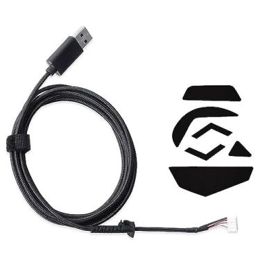 Imagem de Cabo de mouse USB linha de mouse e 1 conjunto de pés de mouse compatível com logitech G502 cabo de mouse com fio plug and play acessório de reparo de peça de reposição