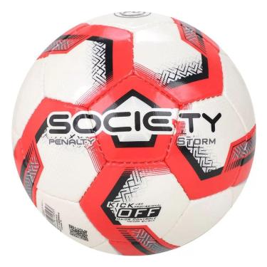 Imagem de Bola Society Penalty Storm XXIII Costurada Branco e Vermelho