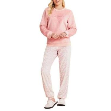 Imagem de Pijama Feminino Danka Fleece Poá Longo Rosa - 012023-Feminino