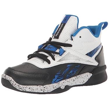 Imagem de Reebok Tênis de basquete masculino More Buckets, Branco/preto/cobalto, 7 Little Kid