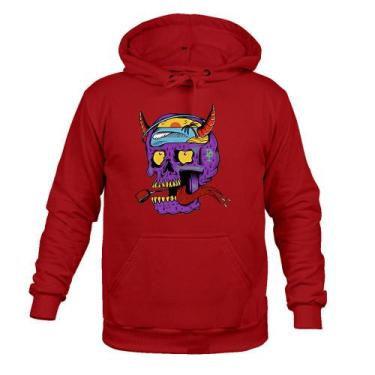 Imagem de Moletom 100% Algodão Flanelado Caveira On - Surprass, Bordô, M