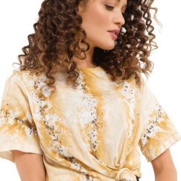 Imagem de Camiseta Tye Die Feminina - Griffa Sports, M, Mostarda