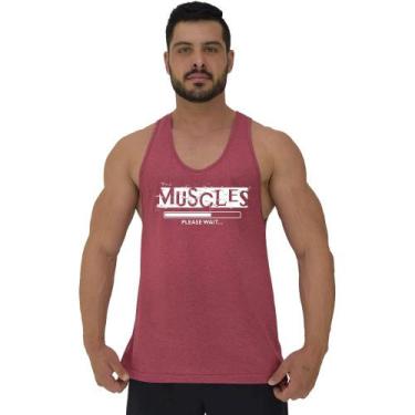 Imagem de Regata Menos Cavada Masculina MXD Conceito Muscles Please Wait, Vermel