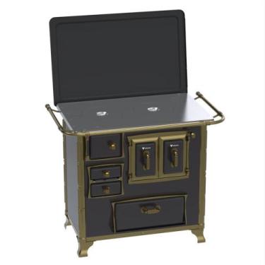Imagem de Fogao a Lenha Venax n 1 Renaissance Chapa de Aluminio Preto, SAIDA DIR