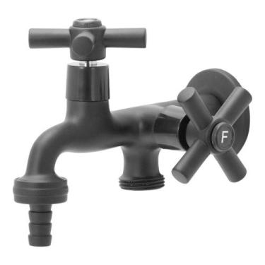 Imagem de Torneira Duas Saídas Tanque e Máquina de Lavar Preto Fosco - FURKIN