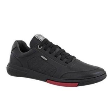Imagem de Sapatênis Masculino Ferracini 24 Horas Couro Natural  - Preto/Vermelho - 41-Masculino