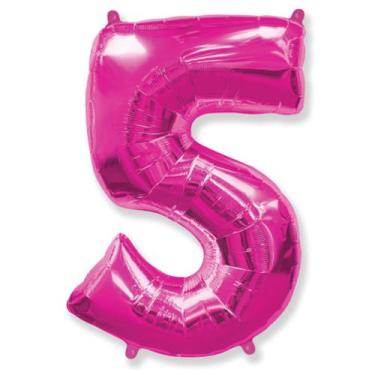 Imagem de Bexiga Balão Metalizado 16 Polegadas 40cm Rosa Número 5 - Warna