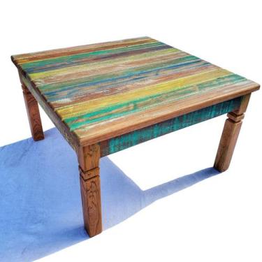 Imagem de Mesa Rustica De Centro Lateral E Canto Em Madeira Demolição - Artes Ti