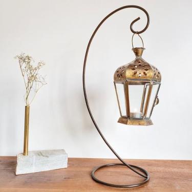 Imagem de Luminária Lanterna Vela Latão Artesanal Pendente Marroquina - Artes Ti