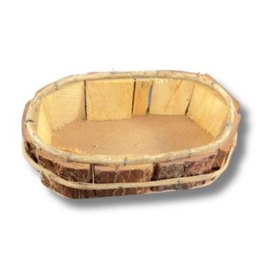 Imagem de Mini Cachepot De Madeira De Pinus P Oval 19x10cm Decoração - FLORA FUL