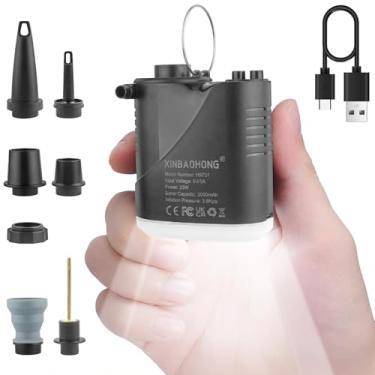Imagem de XINBAOHONG Mini bomba de ar portátil para acampamento com bomba inflador/deflator pequena com bateria de 2000 mAh recarregável por USB para boias de piscina, colchão de ar, colchão de ar, anel de
