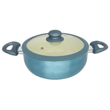 Imagem de Panela Antiaderente Indução Cerâmica Tampa Vidro Silicone Cooktop Fogã