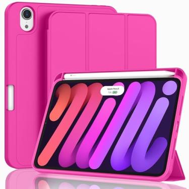 Imagem de ZryXal Para Ipad Mini 7 Case A17 Pro 2024/Ipad Mini 6 Case 2021 8,3 Polegadas Com Suporte Para Lápis, Ipad Mini 7ª/6ª Geração Case Com Parte Traseira De Tpu Macio E Suspensão/Ativação Automática, Ro