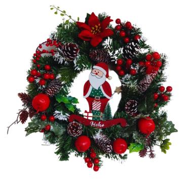 Imagem de Guirlanda Natalina Com Pinhas Frutas Papai Noel 40cm Saldão