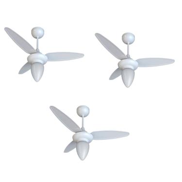 Imagem de Kit 3 Ventiladores Teto Ventisol Wind 3 Pás Branco Cv3 - Bivolt