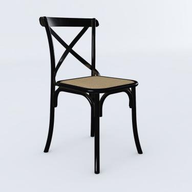 Imagem de Cadeira Cross Katrina Preta Assento Corano Bege Aço Asturias