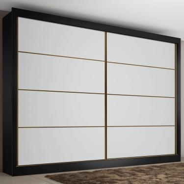 Imagem de Guarda-roupa Casal Sevilha 2 Portas 6 Gavetas Flex Preto/branco - Mademarques