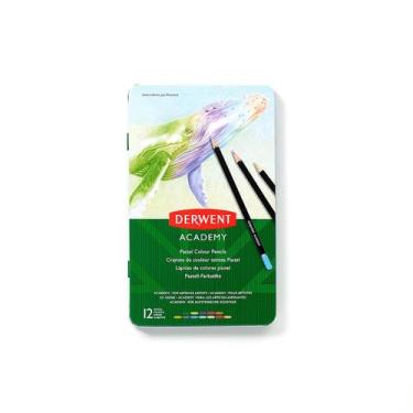 Imagem de Lápis de Cor Academy Pastel 12 Cores Estojo Lata - Derwent Academy, Ún