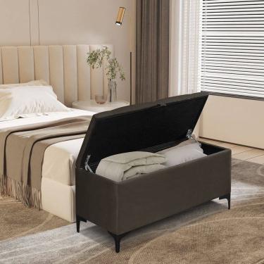 Imagem de Puff Baú Londres Pé de Ferro Organizador p/ Roupas Sapatos 