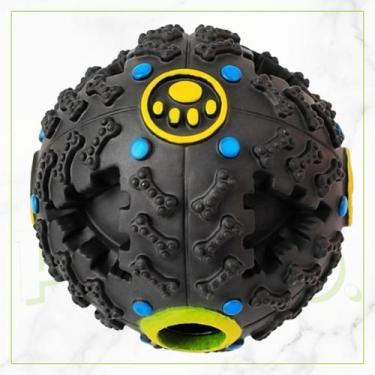 Imagem de Bola Interativa Resistente com Porta Petisco e Som para Cachorros - Pe