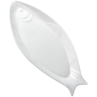 Imagem de Prato de peixe de cerâmica oval prato de peixe branco oval cozido a vapor bandeja de servir comida para casa, hotel, restaurante, prato em forma de, cm