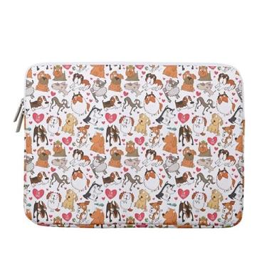 Imagem de Capa para laptop de 38.1 cm para mulheres e homens, MacBook Pro de 15 polegadas, estampa colorida de cães e corações para computador 15 polegadas HP capa de transporte/Asus/Dell/HP Laptop